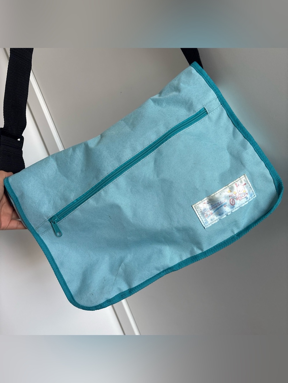 $25 for 2 eligible list - Sanrio pochacco kuji Light Aqua Canvas Messenger Bag